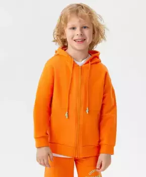 Толстовка на молнии оранжевая с принтом Button Blue (110)