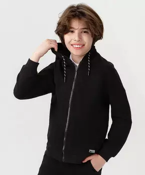 Толстовка на молнии с капюшоном черная Button Blue (122)