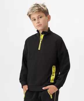 Толстовка на неполной молнии с высоким воротником черная Button Blue