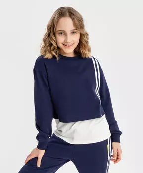 Толстовка нераспашная с лампасами синяя Button Blue (170)