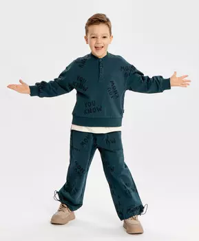 Толстовка принтованная в стиле поло синяя для мальчика Button Blue (122)