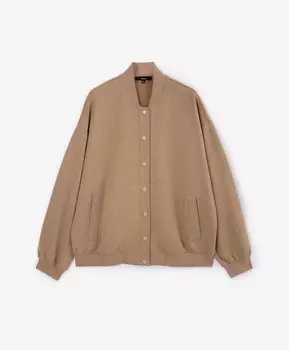 Толстовка распашная силуэта оверсайз из интерлока с эффектом варки бежевая GLVR