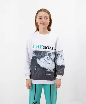 Толстовка с асимметричным принтом белая Gulliver