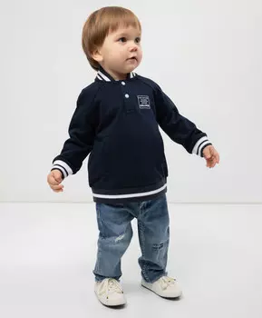 Толстовка с белой отделкой синяя для мальчика Gulliver (92-52)