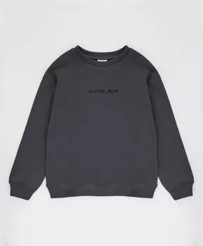 Толстовка с длинным рукавом и принтом серая детская Button Blue