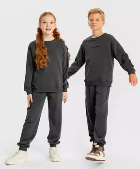 Толстовка с длинным рукавом и принтом серая детская Button Blue (158)