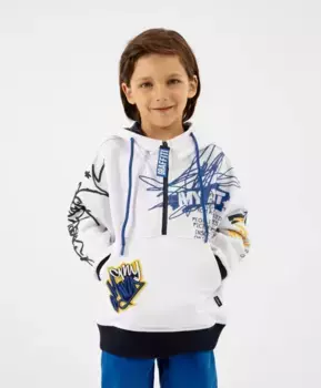 Толстовка с капюшоном белая Gulliver (128)