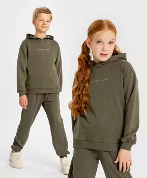 Толстовка с капюшоном и принтом зеленая детская Button Blue
