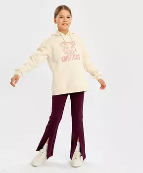 Толстовка с начесом и капюшоном молочная для девочки Button Blue (140)