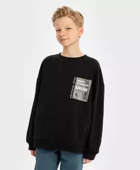 Толстовка с принтом черная для мальчика Button Blue (146)