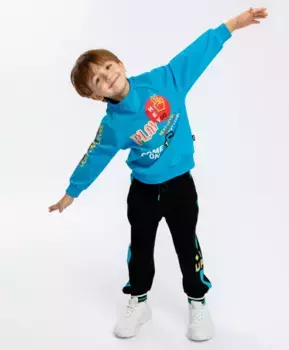 Толстовка с принтом голубая Button Blue (104)