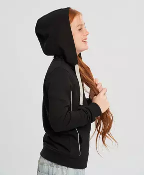 Толстовка спортивная на молнии с капюшоном черная для девочки Button Blue