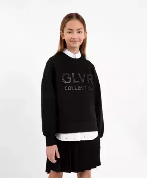 Толстовка укороченная оверсайз черная Gulliver (170)