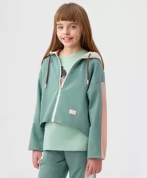 Толстовка укороченная оверсайз зеленая Button Blue (158)