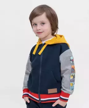 Толстовка в стиле колорблок синяя Button Blue (122)