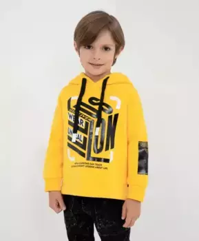 Толстовка желтая с глянцевым принтом Gulliver (104)