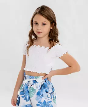 Топ белый для девочки Button Blue (158)