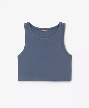 Топ детский укороченный из вареного риба синий Gulliver