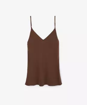 Топ из вискозной ткани с эффектом мокрого шелка коричневый GLVR