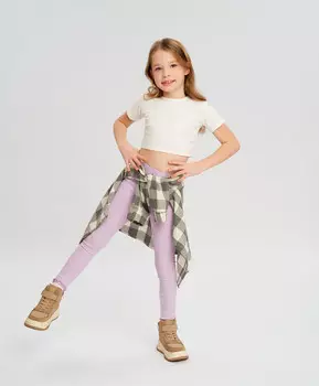 Топ короткий в рубчик белый для девочки Button Blue