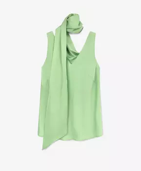 Топ с V-образной горловиной с длинным пришивным шарфом салатовый GLVR (XL)