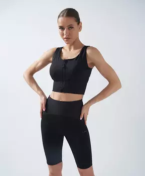 Топ спортивный на молнии с мягкими чашками для женщины черный Jumkey (46 (M))