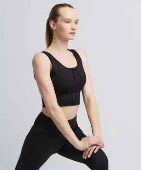 Топ спортивный на молнии с мягкими чашками для женщины черный Jumkey