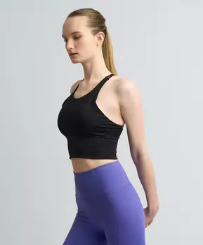 Топ спортивный с мягкими чашками для женщины черный Jumkey