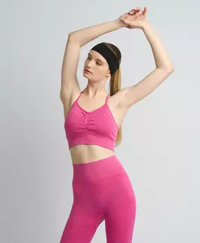 Топ спортивный в рубчик с мягкими чашками для женщины цвета фуксия Jumkey
