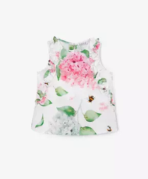 Топ текстильный с цветочным рисунком мультицвет для девочек Gulliver (80-48)