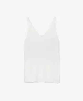 Топ вязаный полуприлегающего силуэта с V-образными вырезами на передней части и спинке белый GLVR (XL)