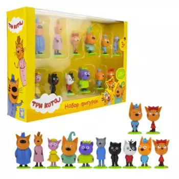 Три кота набор игрушки пласт. фигурки на подставке 12 видов 4-6,5 см, коробка window-box