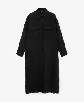 Туника макси силуэта умеренный оверсайз из полупрозрачной ткани с высоким содержанием льна черная GLVR