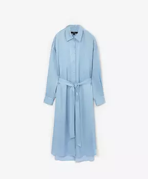 Туника прямой свободной формы с высокими разрезами в боковых швах голубая GLVR (XL)