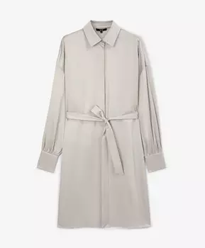 Туника рубашечного кроя с атласным блеском серая GLVR (S)