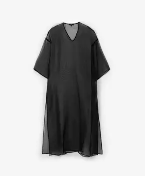 Туника силуэта оверсайз с V-образной горловиной черная GLVR (XL)