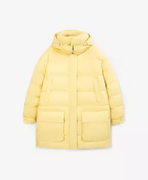 Удлиненная куртка оверсайз на натуральном пуху желтая GLVR (L)