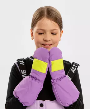 Варежки непромокаемые высокие фиолетовые для девочки Button Blue