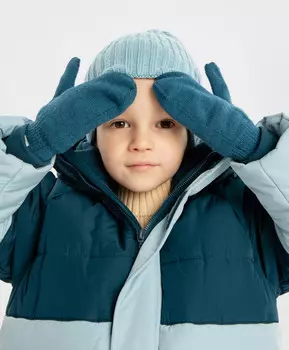 Варежки вязаные утепленные синие детские Button Blue