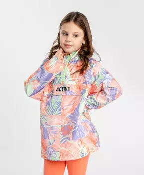 Ветровка-анорак с капюшоном с принтом мультицвет для девочки Button Blue (98)