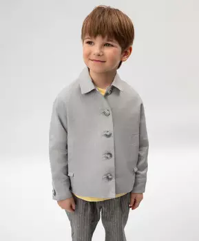Ветровка для мальчика серая из меланжевого льна Roberto Moretti