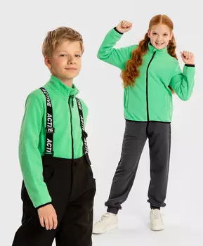 Ветровка мягкая флисовая на молнии зеленая детская Button Blue