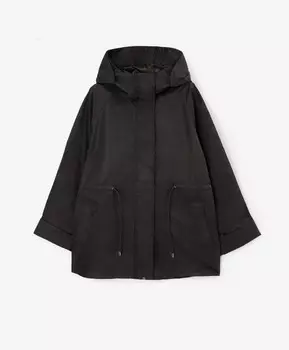 Ветровка оверсайз с рукавами-реглан из плотной влагостойкой плащовки черная GLVR