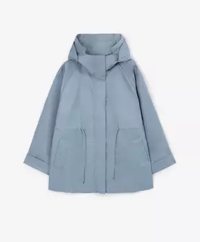 Ветровка оверсайз с рукавами-реглан из плотной влагостойкой плащовки голубая GLVR