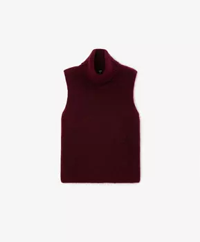 Водолазка без рукавов с мохером в составе пряжи бордовая GLVR (S)