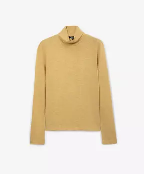 Водолазка с длинным рукавом прямой свободной формы из меланжевого трикотажа желтая GLVR