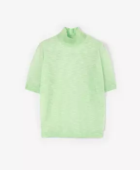 Водолазка тонкая вязаная с коротким рукавом салатовая GLVR (XL)