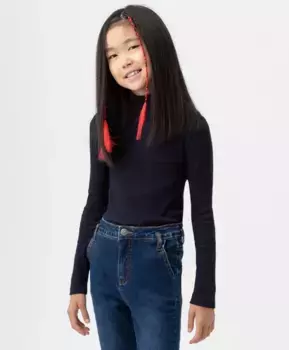 Водолазка трикотажная однотонная синяя Button Blue (140)