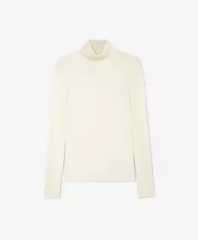 Водолазка вязаная прилегающего силуэта молочная GLVR (XL)