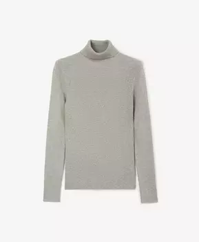 Водолазка вязаная прилегающего силуэта серая GLVR